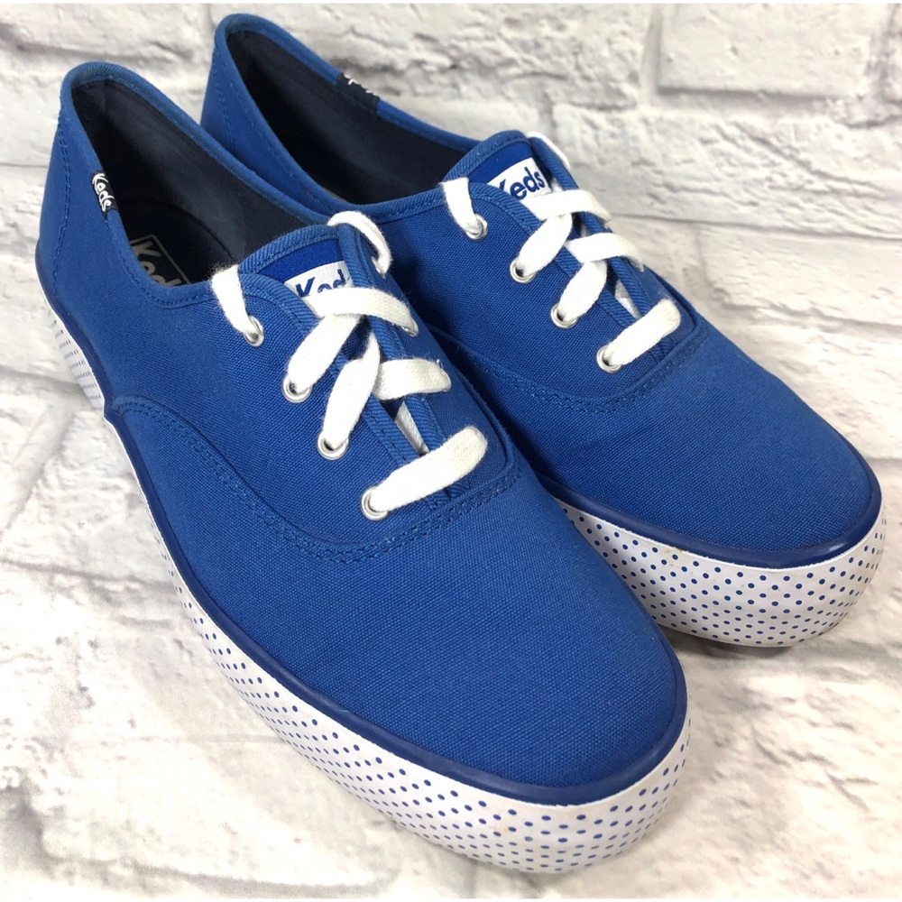 Keds Platform Blue Polka Dot Low Top Lace up